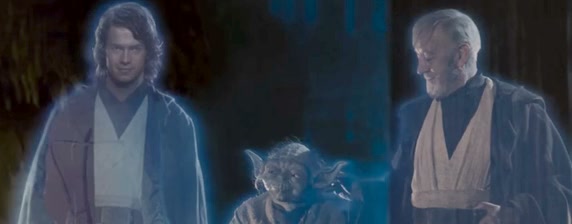 Anakin, Yoda and Obi-Wan as Force ghosts