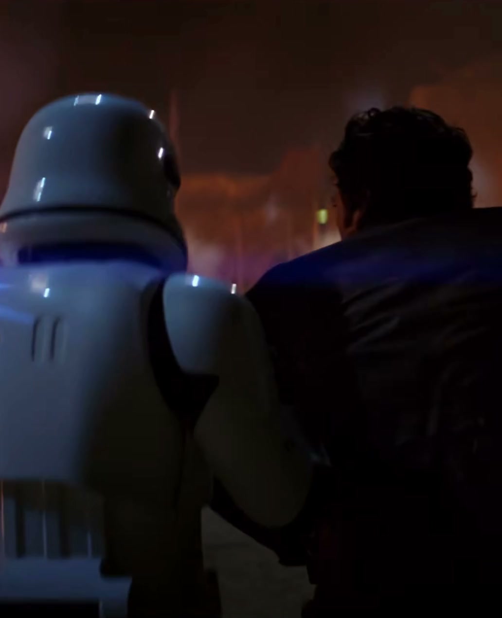Kylo Ren freezes a blaster bolt