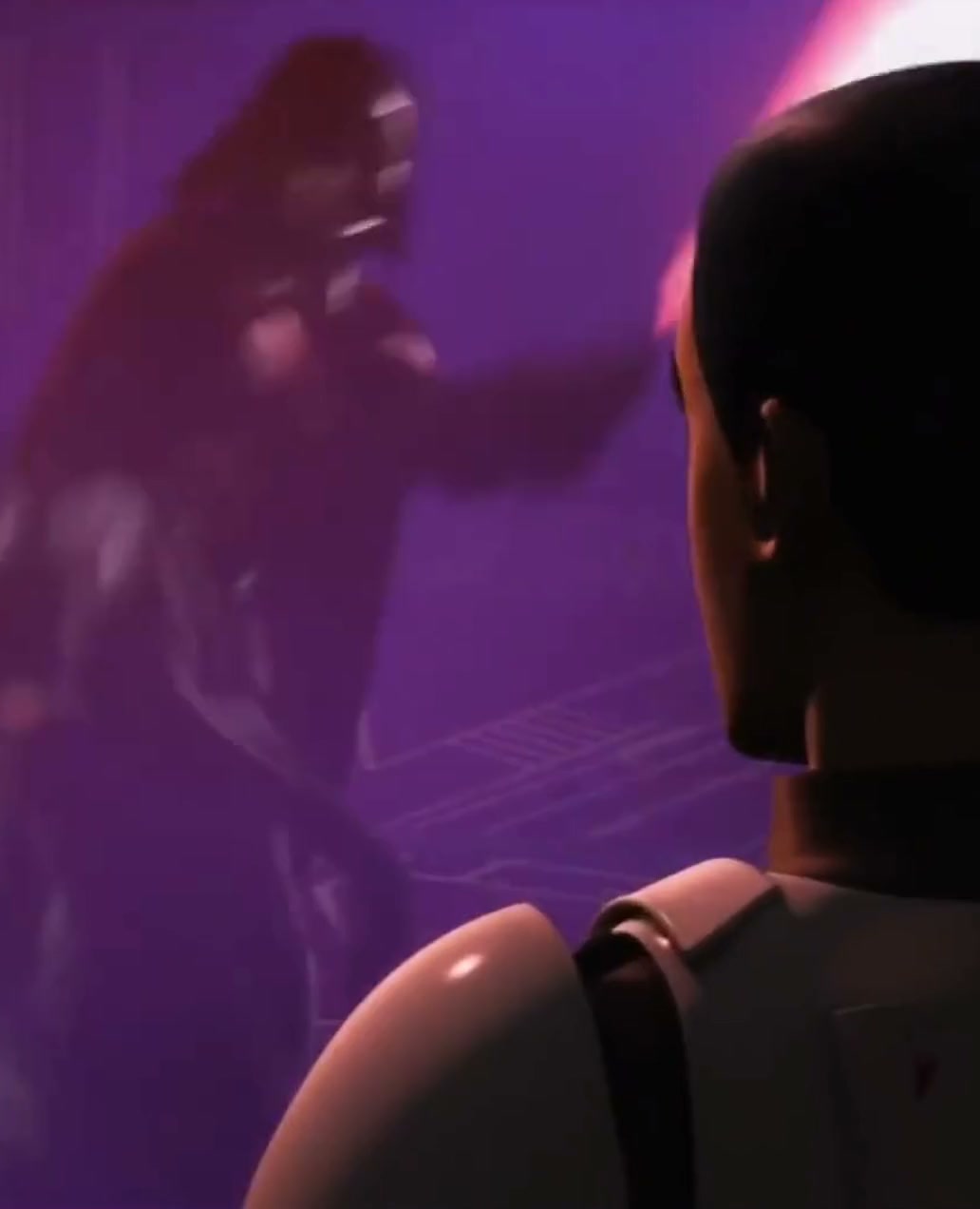 Ezra pulls Ahsoka through a portal